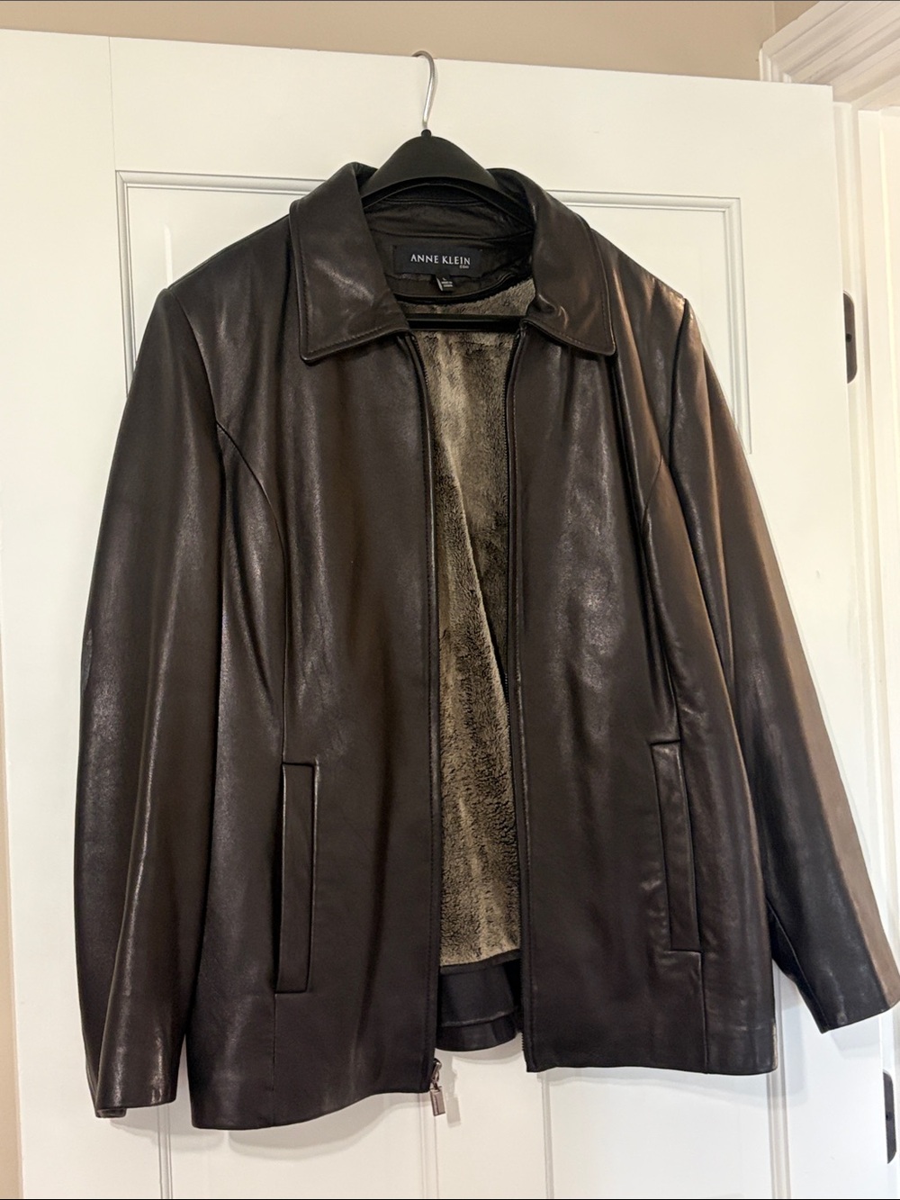 Anne Klein Women’s Dark Brown Leather Jacket - PLEASE READ